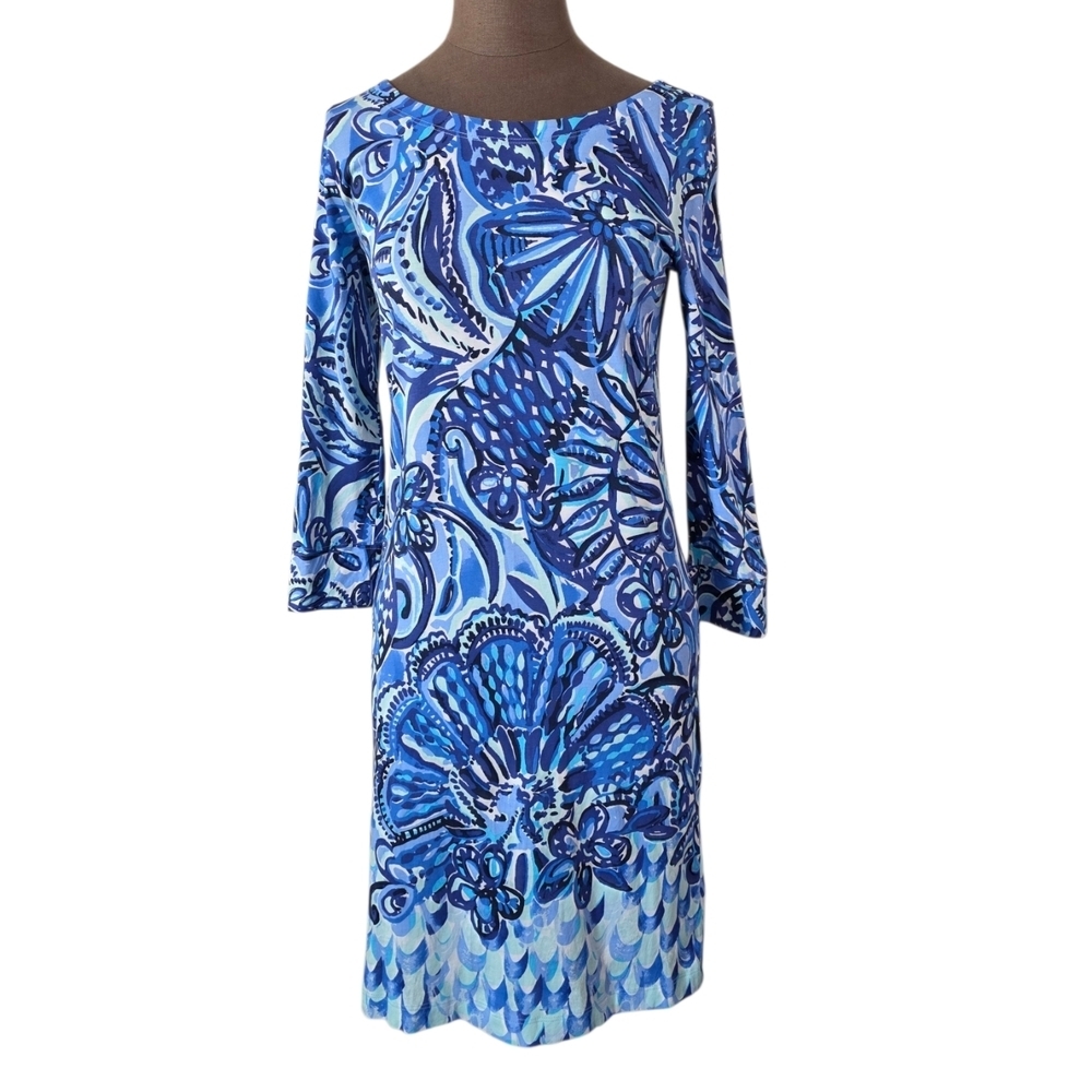 Lilly Pulitzer Hollee Dress‎ Iris Blue Zanzibar Zoo Pima Cotton Mini Size Small